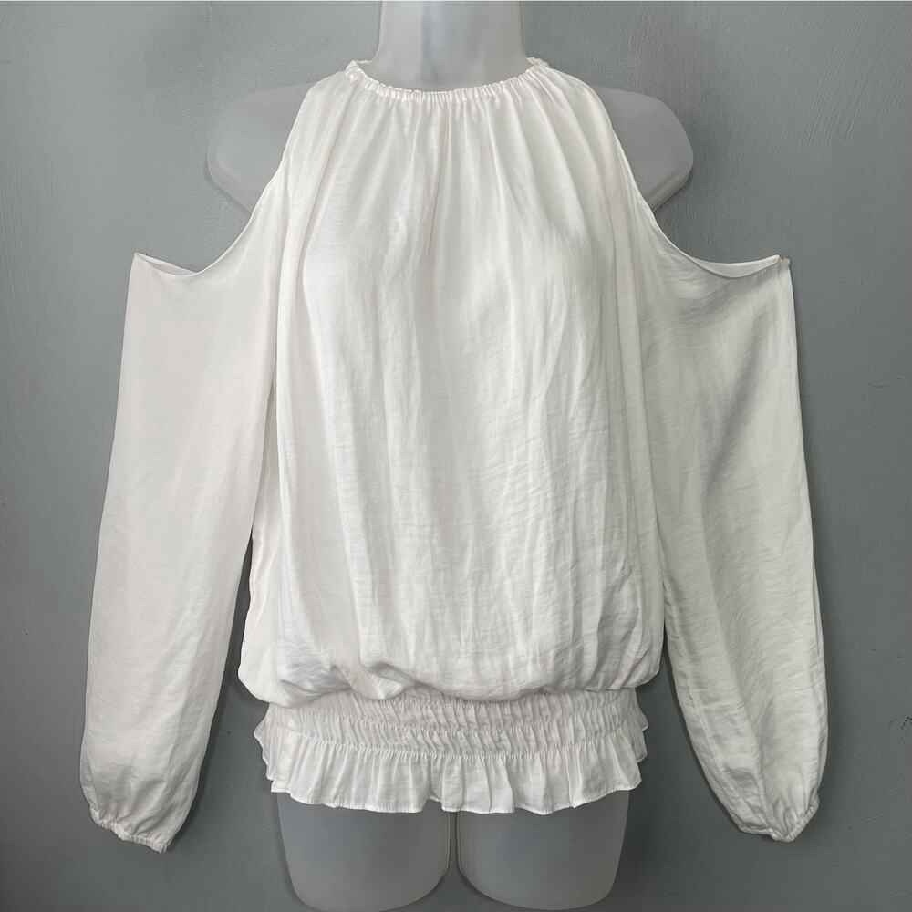 Elegant White Cold Shoulder Women's Top